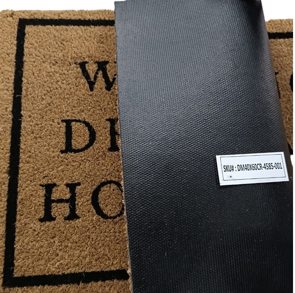 Doormat 60cm x 40cm - 'Bee Welcome' - Absorbent Coir Mat for Indoor Outdoor