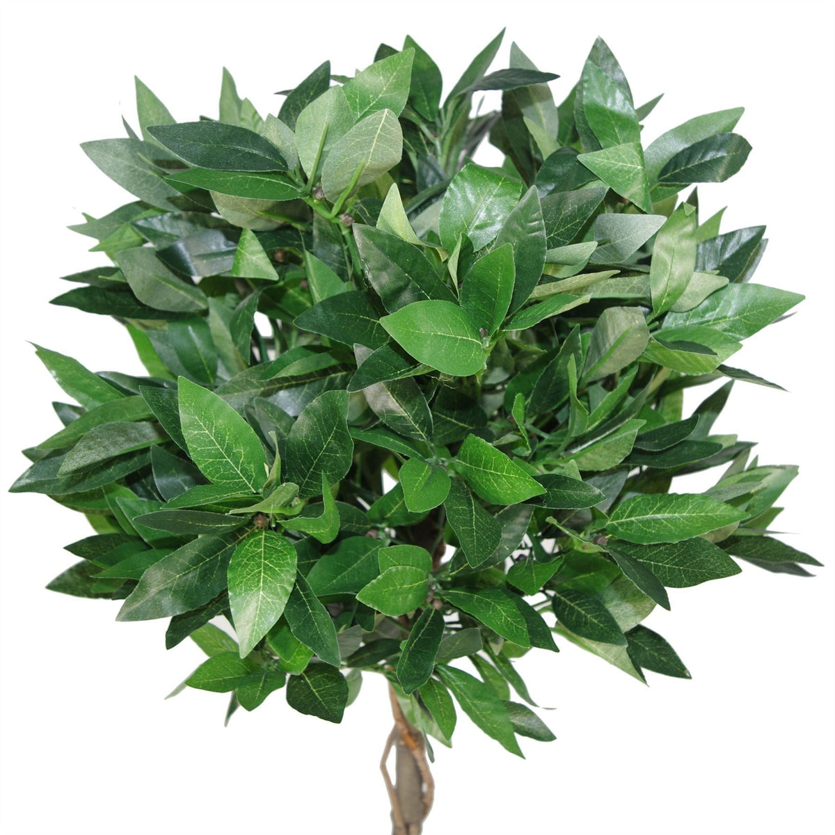 90cm Leaf Design UK Pair of Artificial Bay Topiary Ball Trees, Green Twist