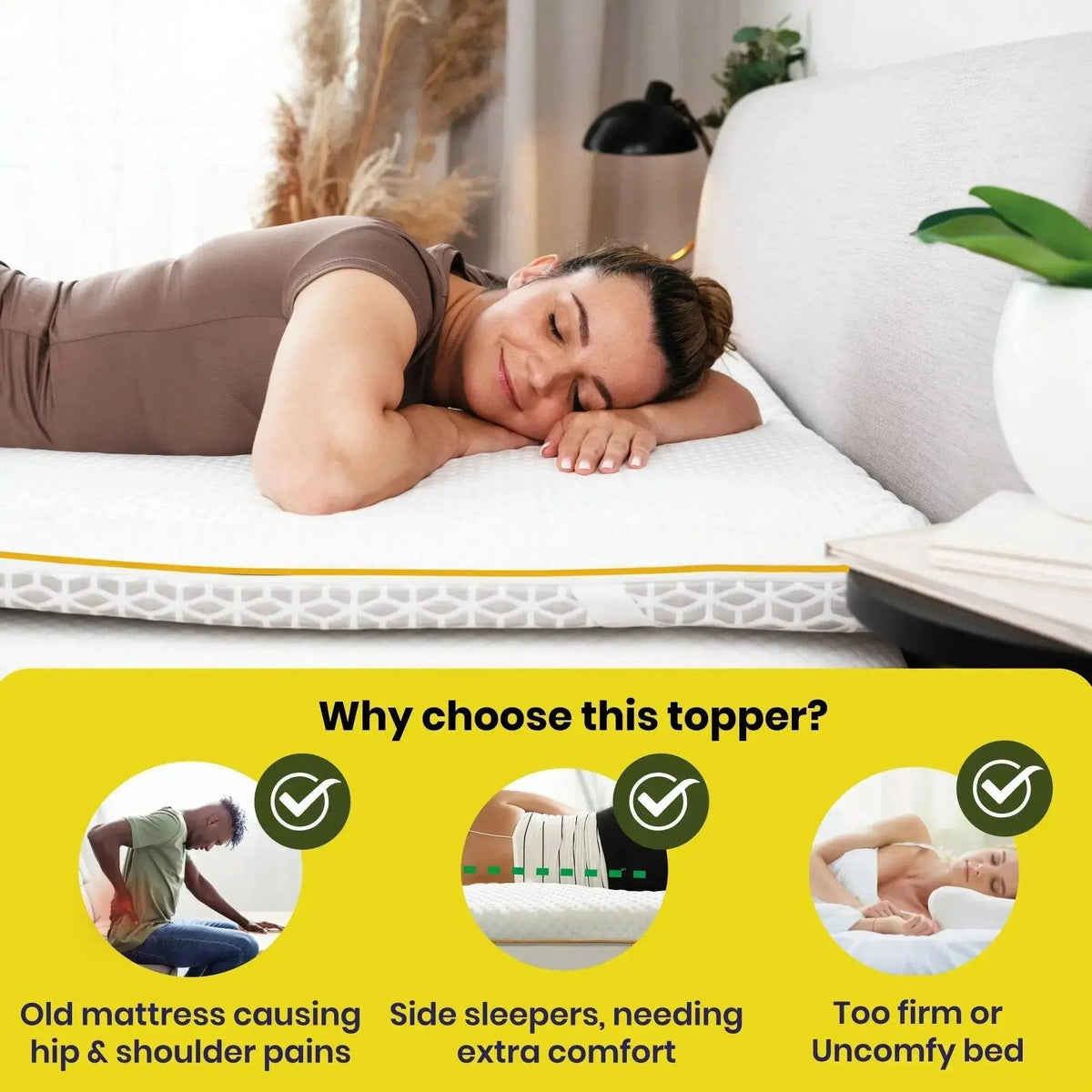 Brightr® Aurora Memory Foam Mattress Topper | Soft & Medium | 5 cm Reversible | Pressure Relief for Shoulder, Hip & Back Pain