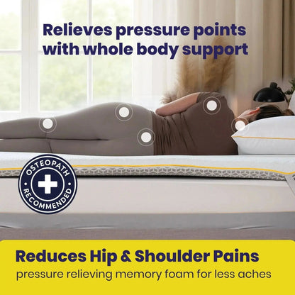 Brightr® Aurora Memory Foam Mattress Topper | Soft & Medium | 5 cm Reversible | Pressure Relief for Shoulder, Hip & Back Pain