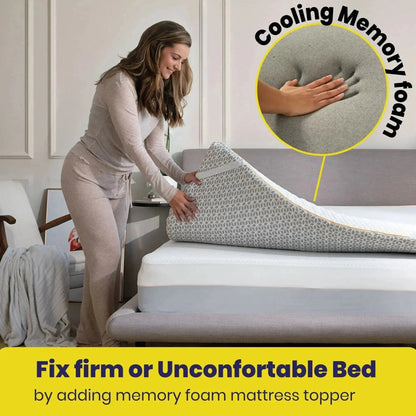 Brightr® Aurora Memory Foam Mattress Topper | Soft & Medium | 5 cm Reversible | Pressure Relief for Shoulder, Hip & Back Pain