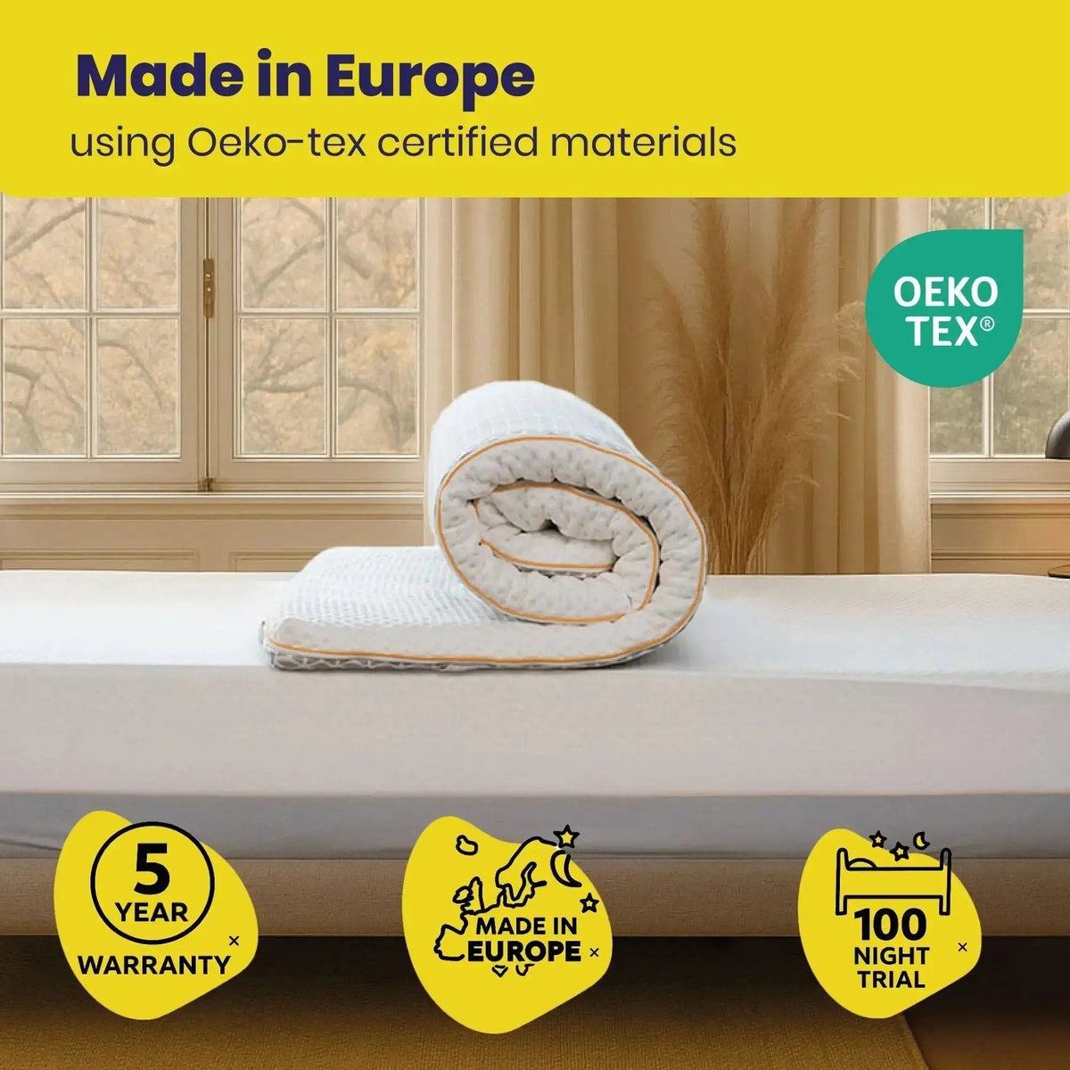 Brightr® Aurora Memory Foam Mattress Topper | Soft & Medium | 5 cm Reversible | Pressure Relief for Shoulder, Hip & Back Pain