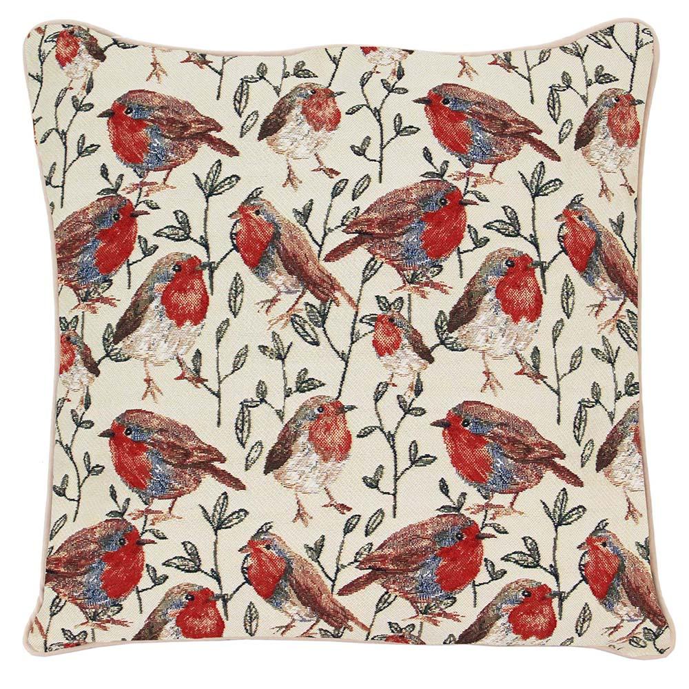 Robin Bird Cushion Cover 45cm*45cm - Cosy Autumn Winter Throw Pillow Cover