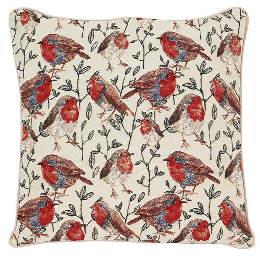 Robin Bird Cushion Cover 45cm*45cm - Cosy Autumn Winter Throw Pillow Cover