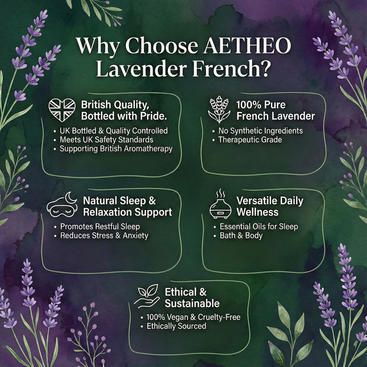 Aetheo French Lavender Essential Oil — 100% Pure, 10ml, UK Bottled