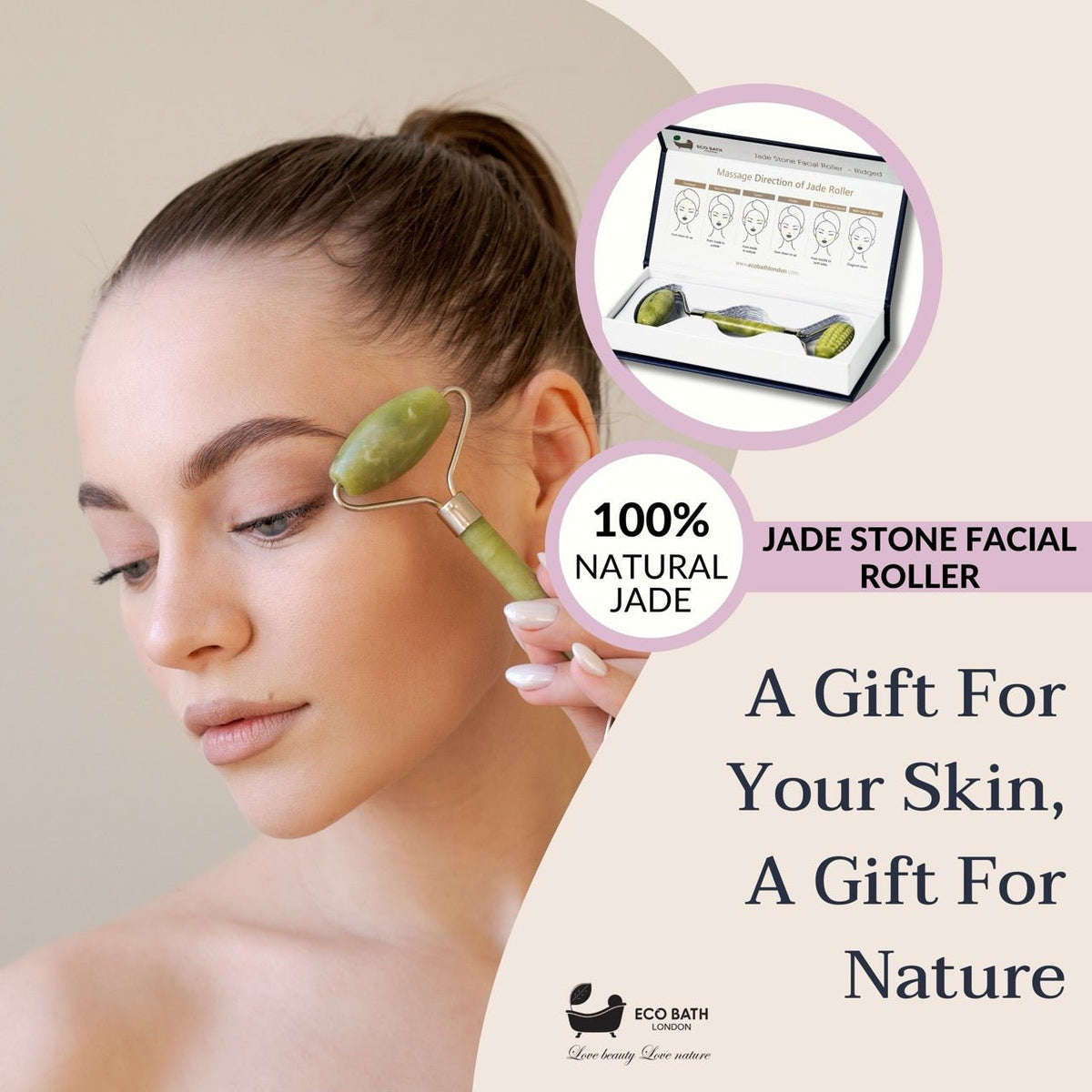 Eco Bath London Jade Face Roller - Ridged End